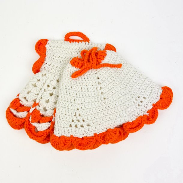 To orange vintage grydelapper