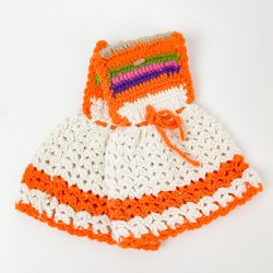 Orange Retro-Topflappen mit Regenbogenkragen