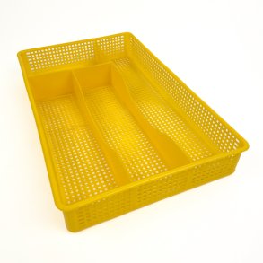 Gul retro bestikbakke plast