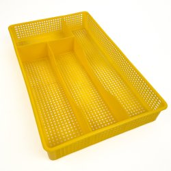 Gul retro bestikbakke plast