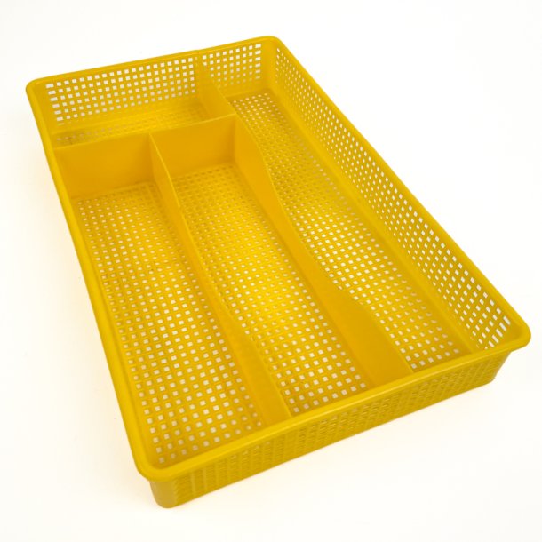 Gul retro bestikbakke plast