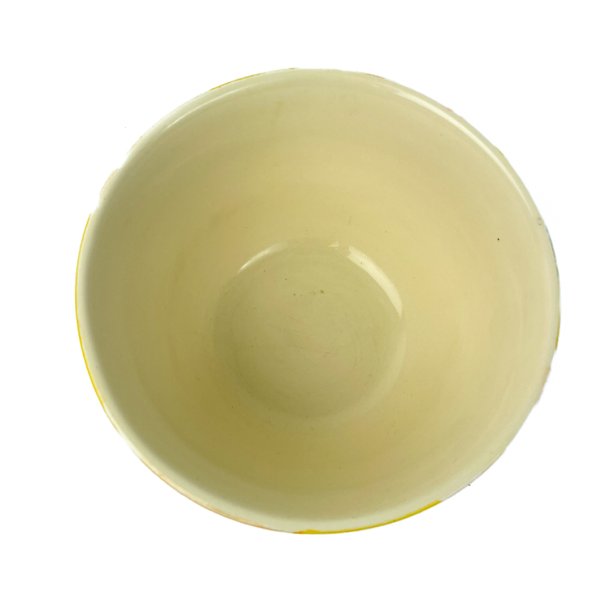 Gelbe Servierschale mit Fruchtmotiv