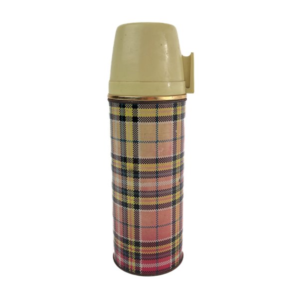 Vintage Thermosflasche mit Karomuster