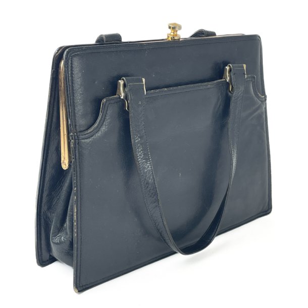 Sort vintage l�dertaske