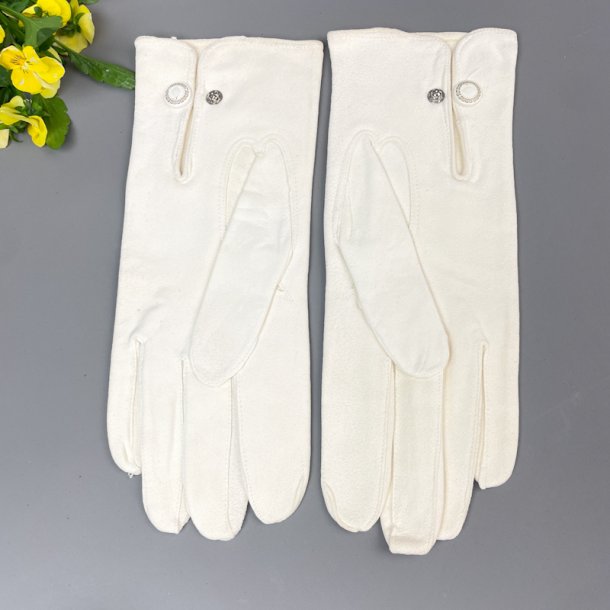 Hvide vintage handsker i bldt skind  str. 6