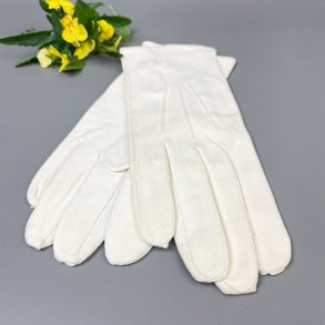 Weie Vintage-Handschuhe aus weichem Leder  Gr. 6