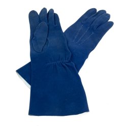 Blaue Vintage-Wildlederhandschuhe Gr. 6