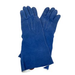 Blaue Vintage-Wildlederhandschuhe Gr. 6