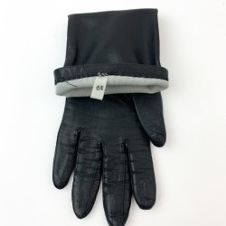 Schwarze Vintage-Lederhandschuhe Gr. 6  
