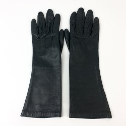 Schwarze Vintage-Lederhandschuhe Gr. 6  