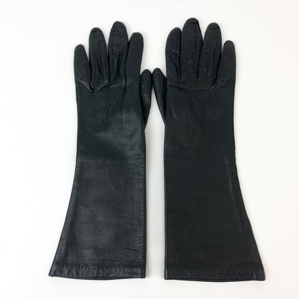 Schwarze Vintage-Lederhandschuhe Gr. 6  