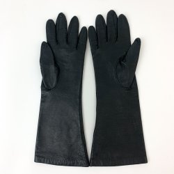 Schwarze Vintage-Lederhandschuhe Gr. 6  