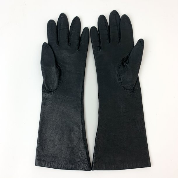 Schwarze Vintage-Lederhandschuhe Gr. 6  