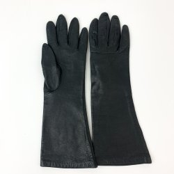 Schwarze Vintage-Lederhandschuhe Gr. 6  