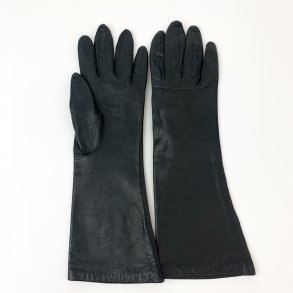 Schwarze Vintage-Lederhandschuhe Gr. 6  