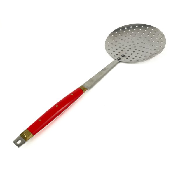 Vintage rote Metallschaumlffel