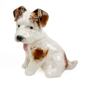 Hvid vintage foxterrier figur