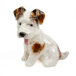 Hvid vintage foxterrier figur
