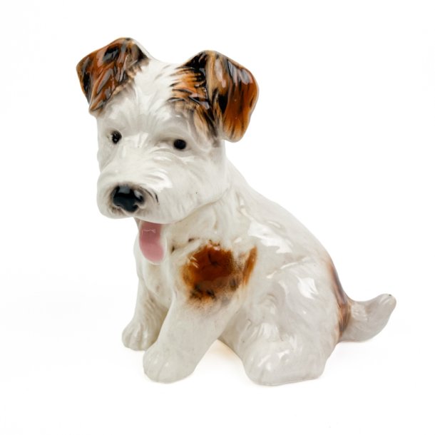 Hvid vintage foxterrier figur