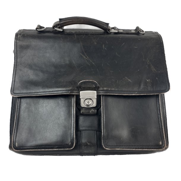 Sort vintage dokumenttaske i lder