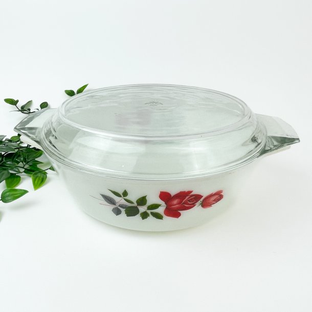 Vintage ildfast glasfad med roser