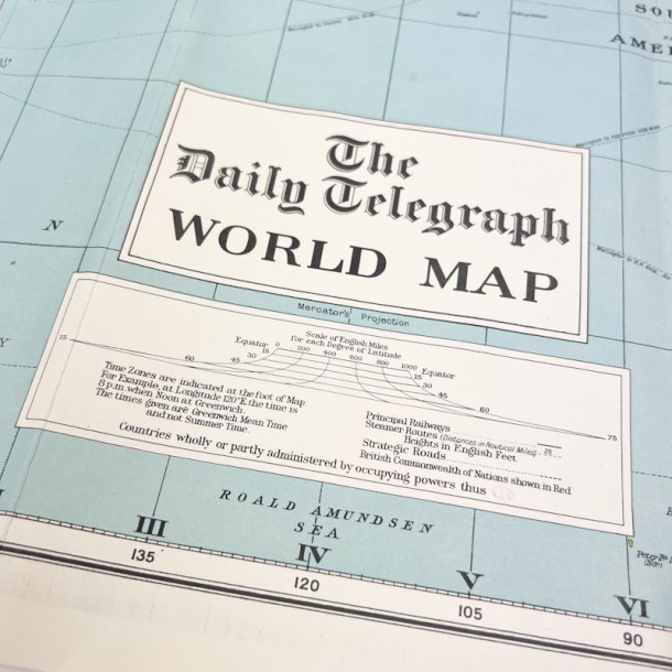 Vintage World Map Telegraph