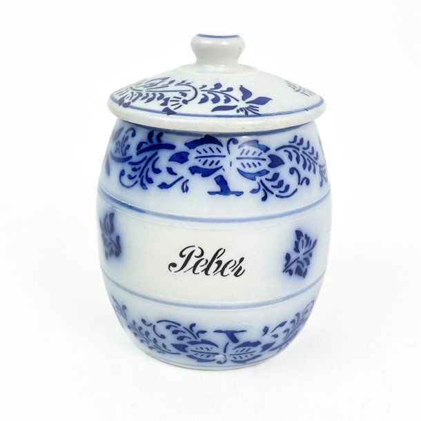 Bl-hvid vintage krydderikrukke Peber