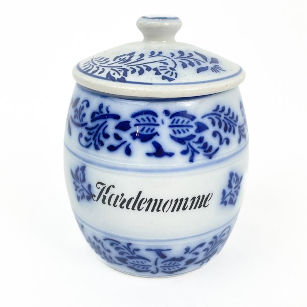 Bl-hvid vintage krydderikrukke Kardemomme