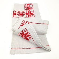 Broderet vintage juledug 100x100 cm
