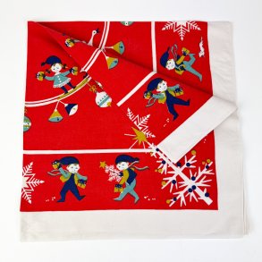 R�d retro juledug 90x90 cm