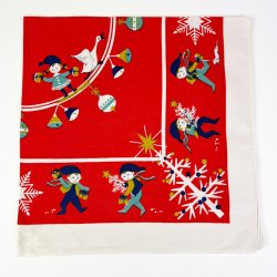 R�d retro juledug 90x90 cm