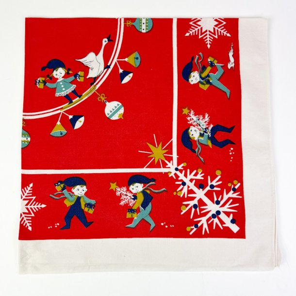 R�d retro juledug 90x90 cm