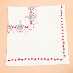 Broderet vintage juledug 110x110 cm