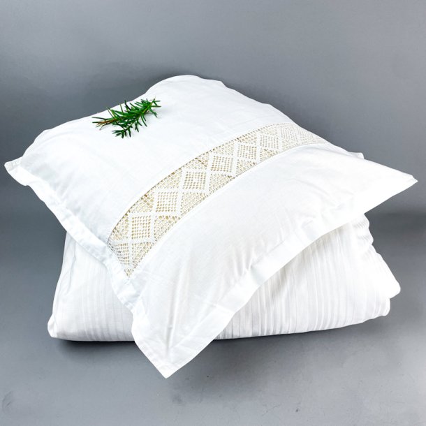 Weies Damast-Bettwsche-Set  Vintage