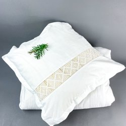 Weies Damast-Bettwsche-Set  Vintage