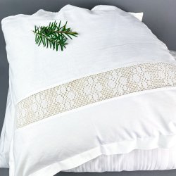 Vintage Weies Damast-Bettwsche-Set 