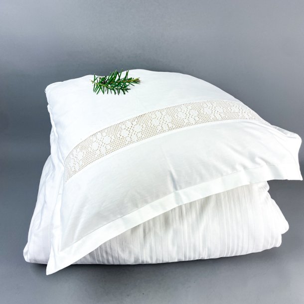 Vintage Weies Damast-Bettwsche-Set 