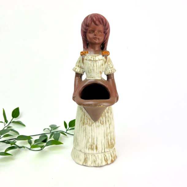  Vintage blomsterpige keramikfigur