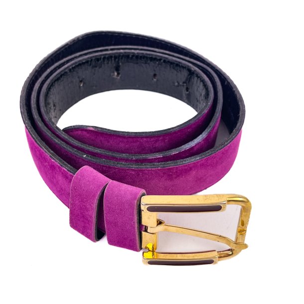 Cyclamfarbenes Vintage Grtel aus Wildleder