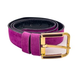 Cyclamfarbenes Vintage Grtel aus Wildleder