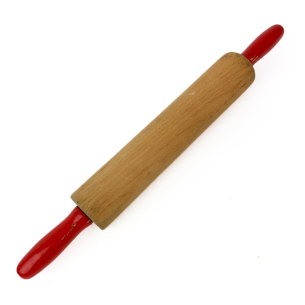 Retro Nudelholz mit roten Griffen