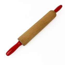 Retro Nudelholz mit roten Griffen