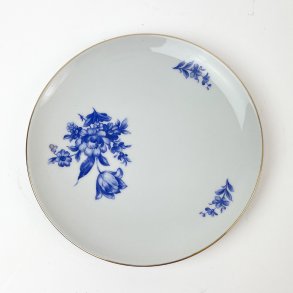 Vintage kagetallerken med bl blomster