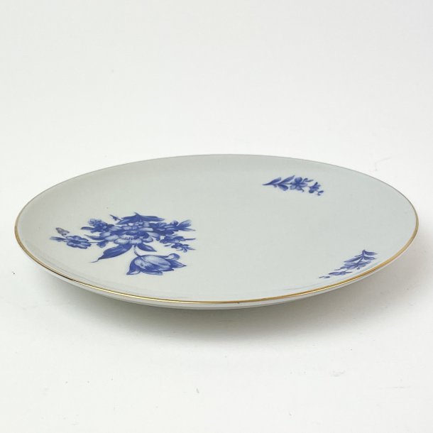 Vintage kagetallerken med bl blomster