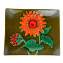Retro Relief med orange blomster