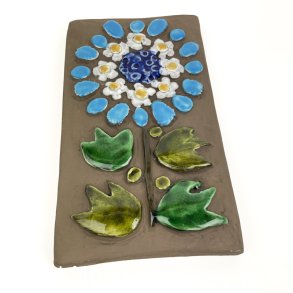 Farverigt vintage Jie keramikrelief