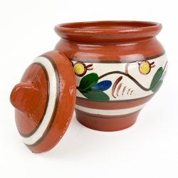 Blomstret vintage keramikkrukke