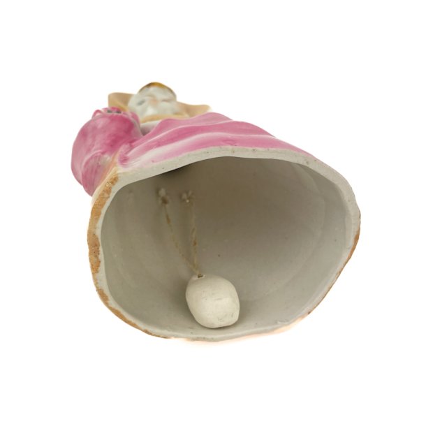 Vintage porcelnsklokke  pige i lyserd kjole