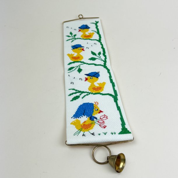 Broderet retro klokkestreng med kyllinger