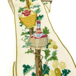 Lang vintage klokkestreng med vinmotiv